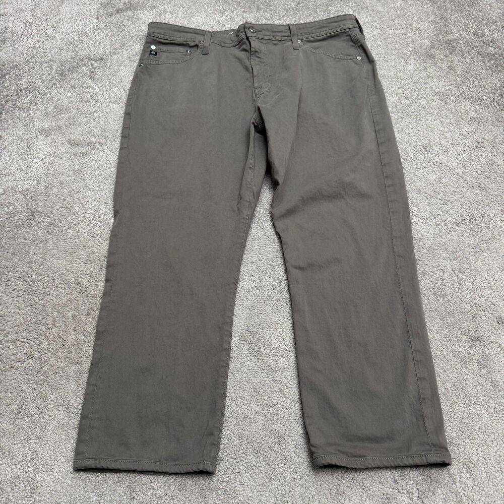 AG Adriano Goldschmied The Everett Slim Straight Sueded Pants Mens 38x32 Gray